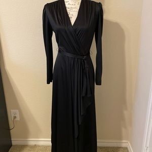 Vintage black dress with belt tie.